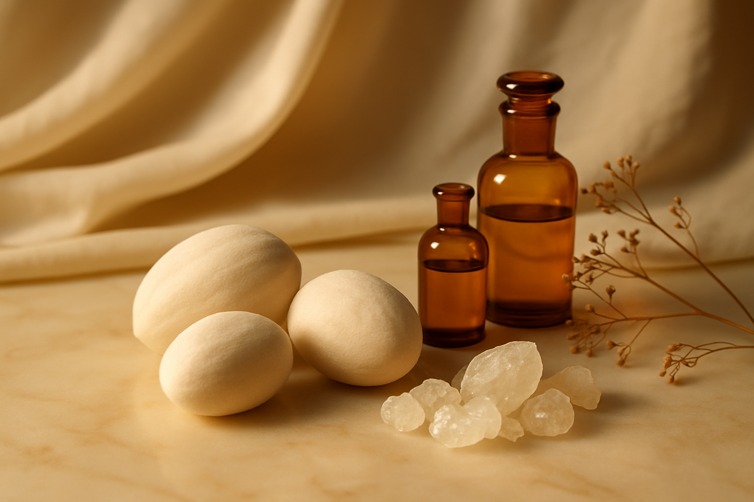 Give ingredient photo of this story - Then it lingers with a soft, sensual base of musk, creating a timeless and graceful finish